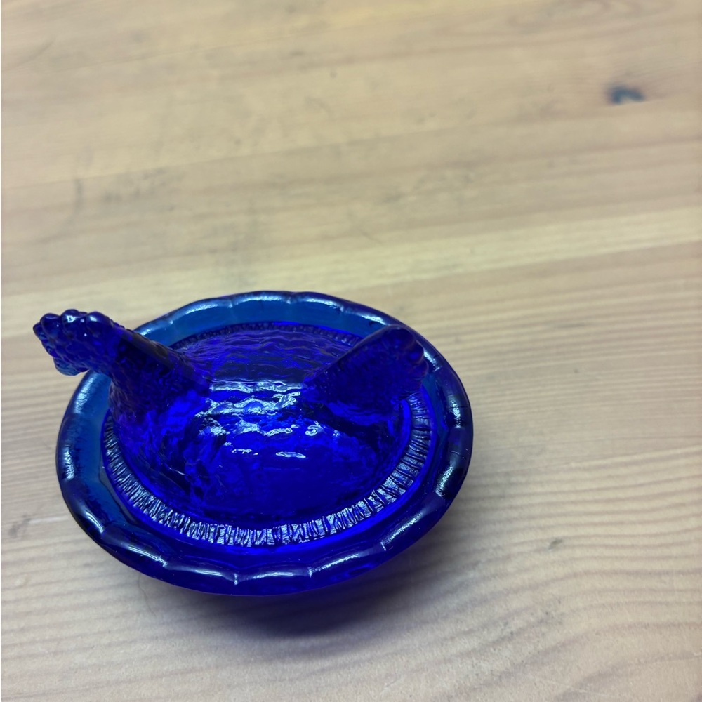 Blue Glass Hen Dish